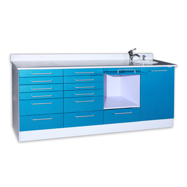 Dental Cabinet with Sink on The Right Side of The Countertop